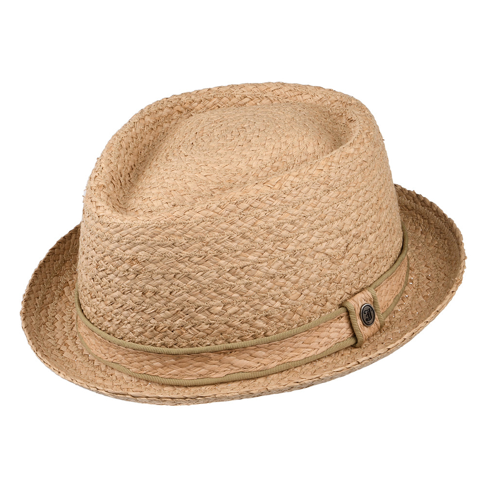 Natural Raffia Straw Diamond Crown Pork Pie Hat