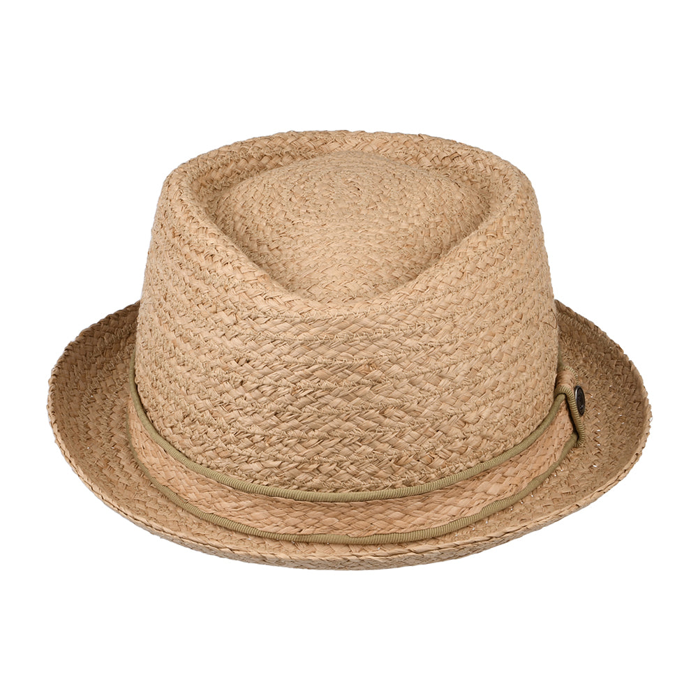 Natural Raffia Straw Diamond Crown Pork Pie Hat - Image 3