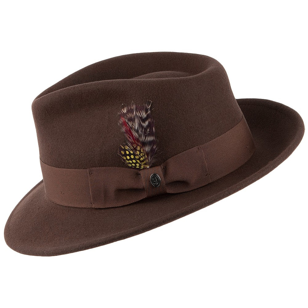 Brown Crushable C-Crown Wool Felt Fedora Hat - Image 3