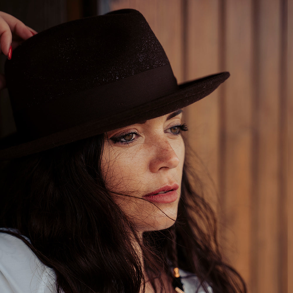 Brown Crushable C-Crown Wool Felt Fedora Hat - Image 5