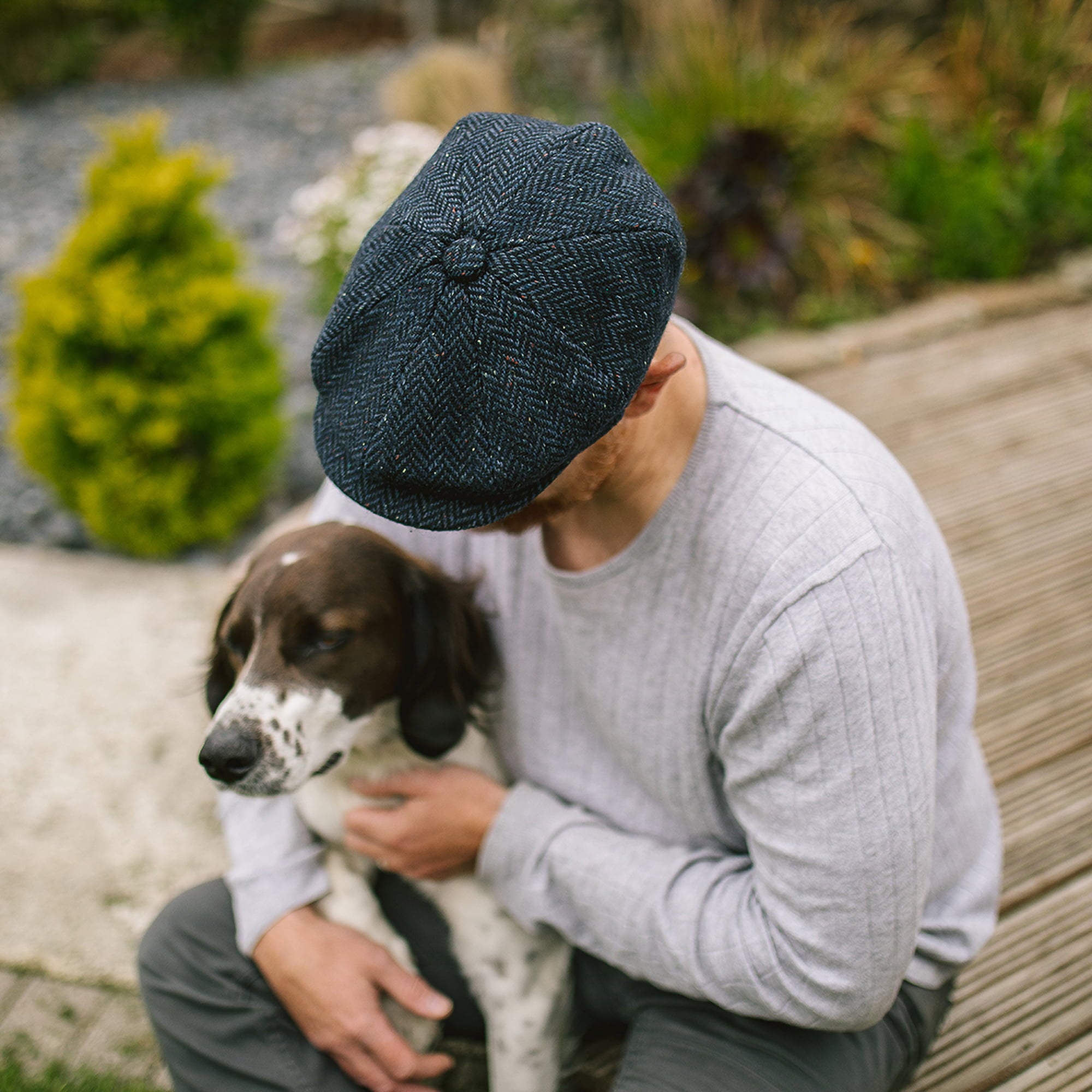 Navy Blue Wool Blend Newsboy Cap - Image 5