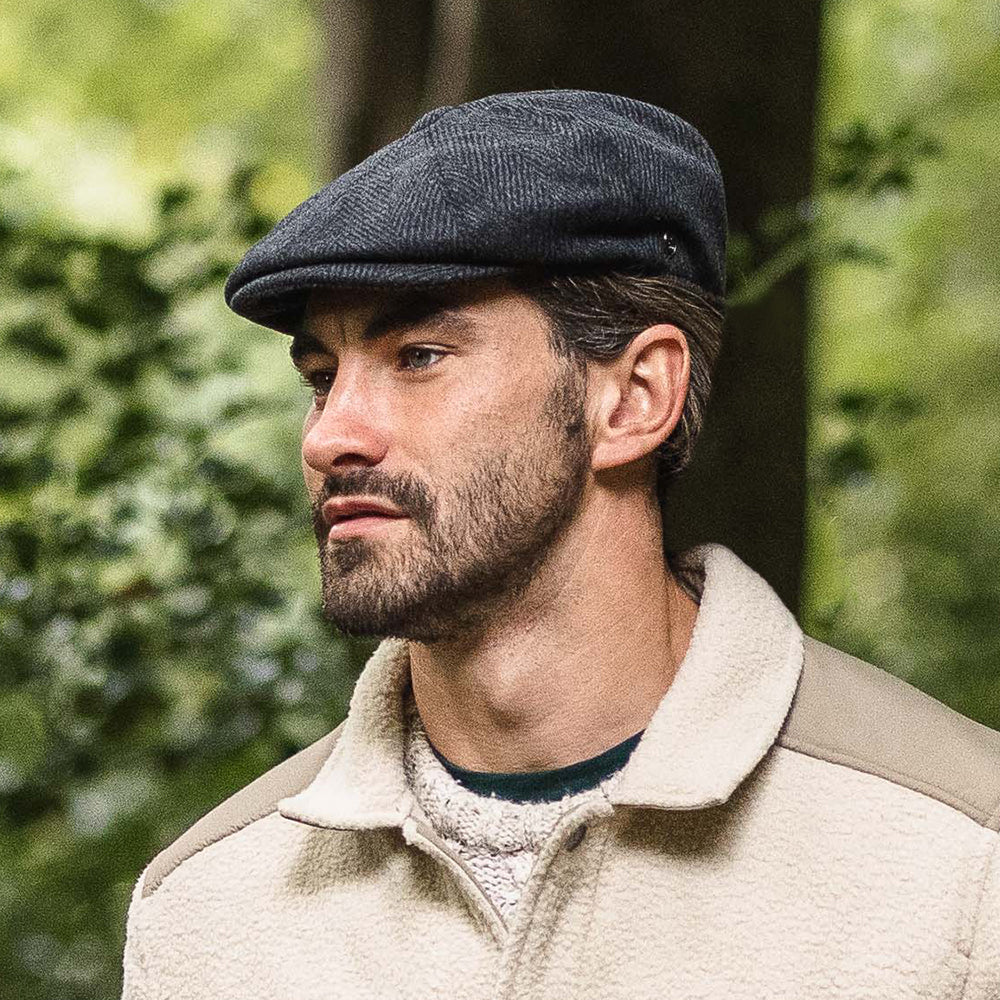 Charcoal Herringbone Newsboy Cap - Image 3
