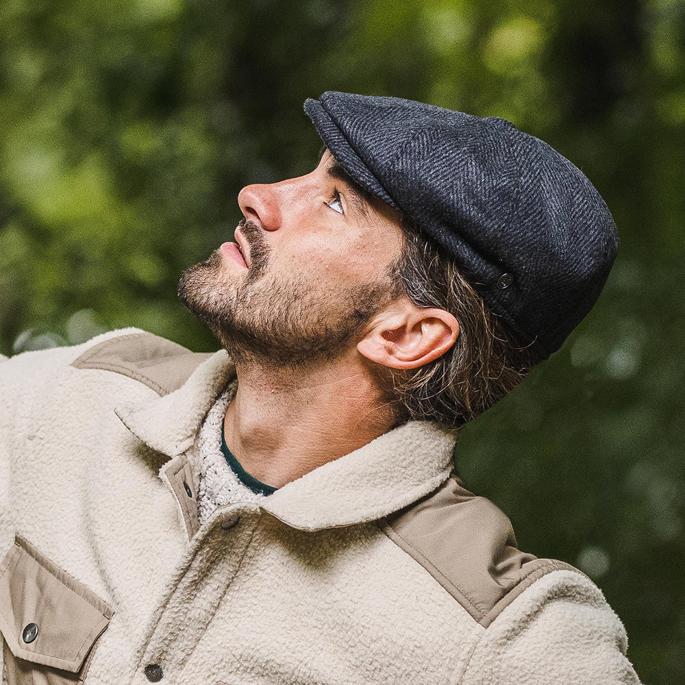 Charcoal Herringbone Newsboy Cap - Image 4