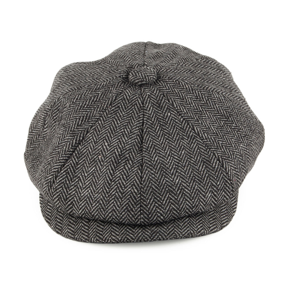 Charcoal Kids Herringbone Newsboy Cap - Image 2