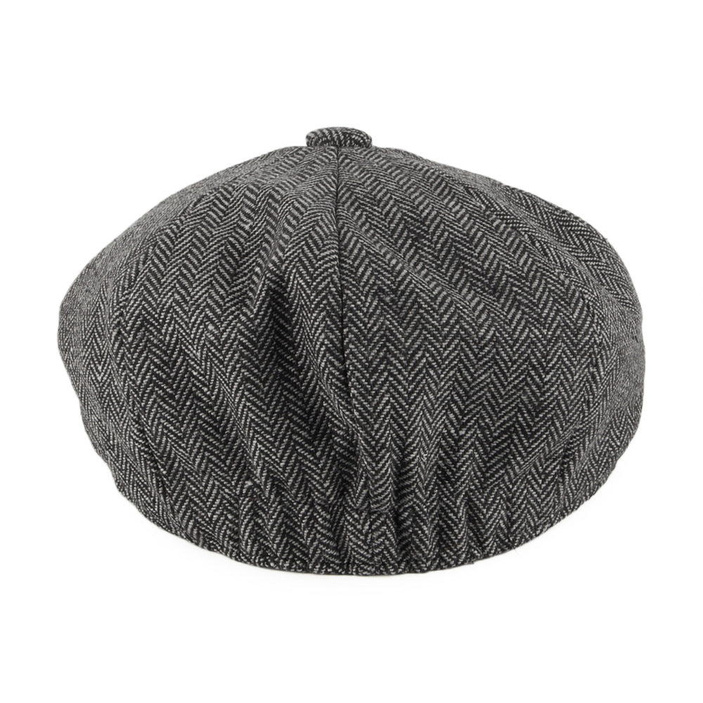 Charcoal Kids Herringbone Newsboy Cap - Image 3