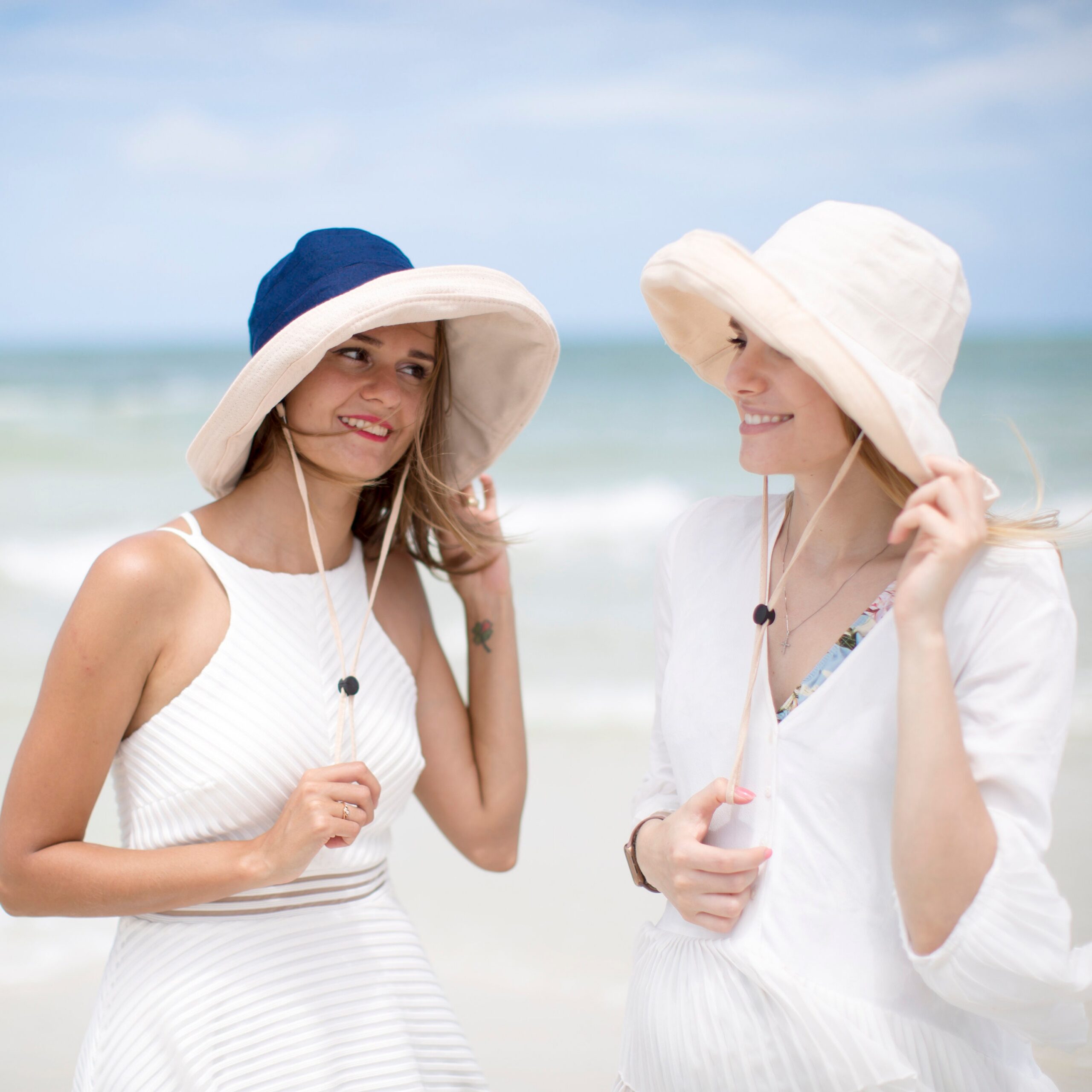 Wide Brim Bucket Hat 5" Sun Hat Womens Floppy 100% Cotton Sun Hat With Chin Strap Sunhats Women Elegant Vacation Honeymoon Gift for Her - Image 7