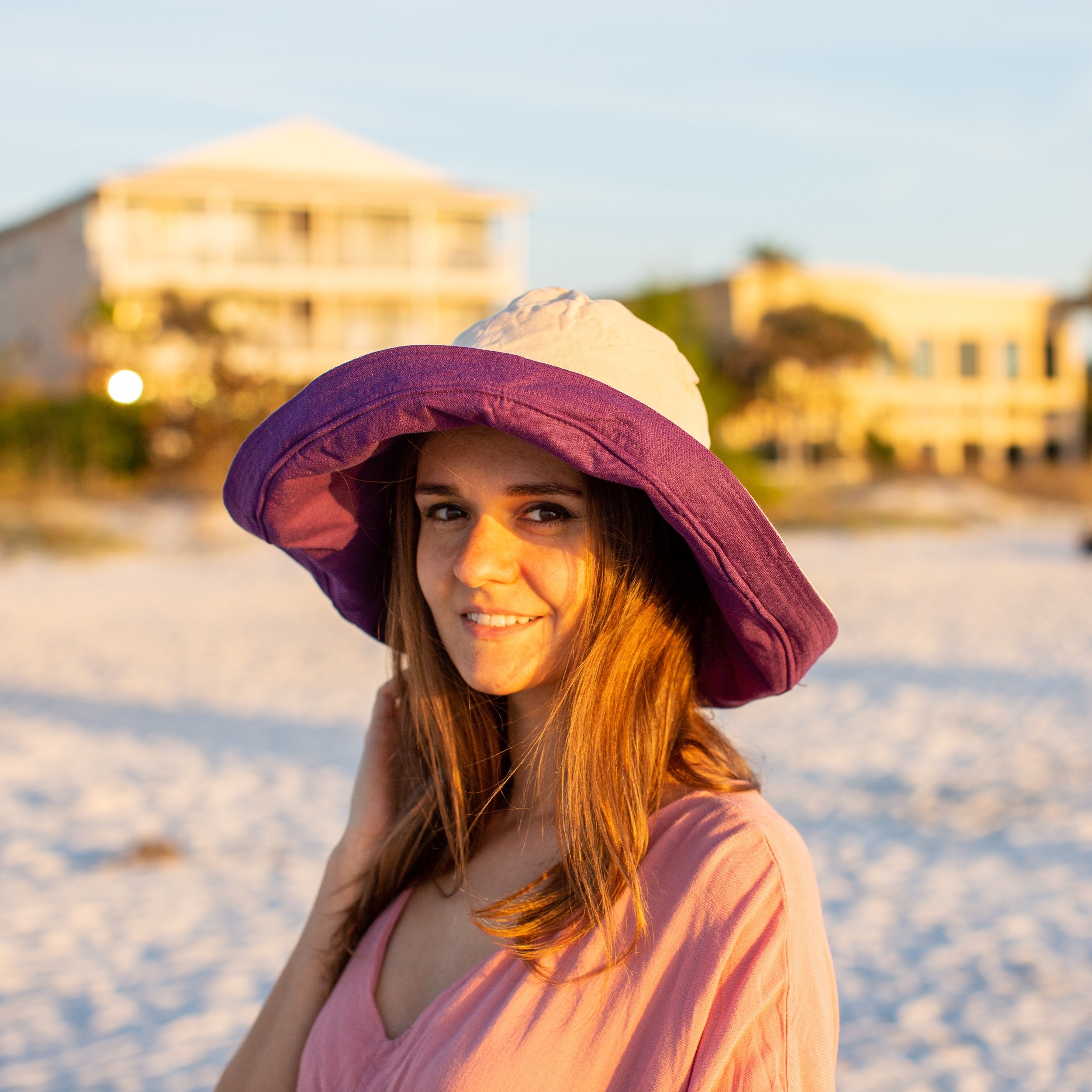 Wide Brim Bucket Hat 5" Sun Hat Womens Floppy 100% Cotton Sun Hat With Chin Strap Sunhats Women Elegant Vacation Honeymoon Gift for Her - Image 8