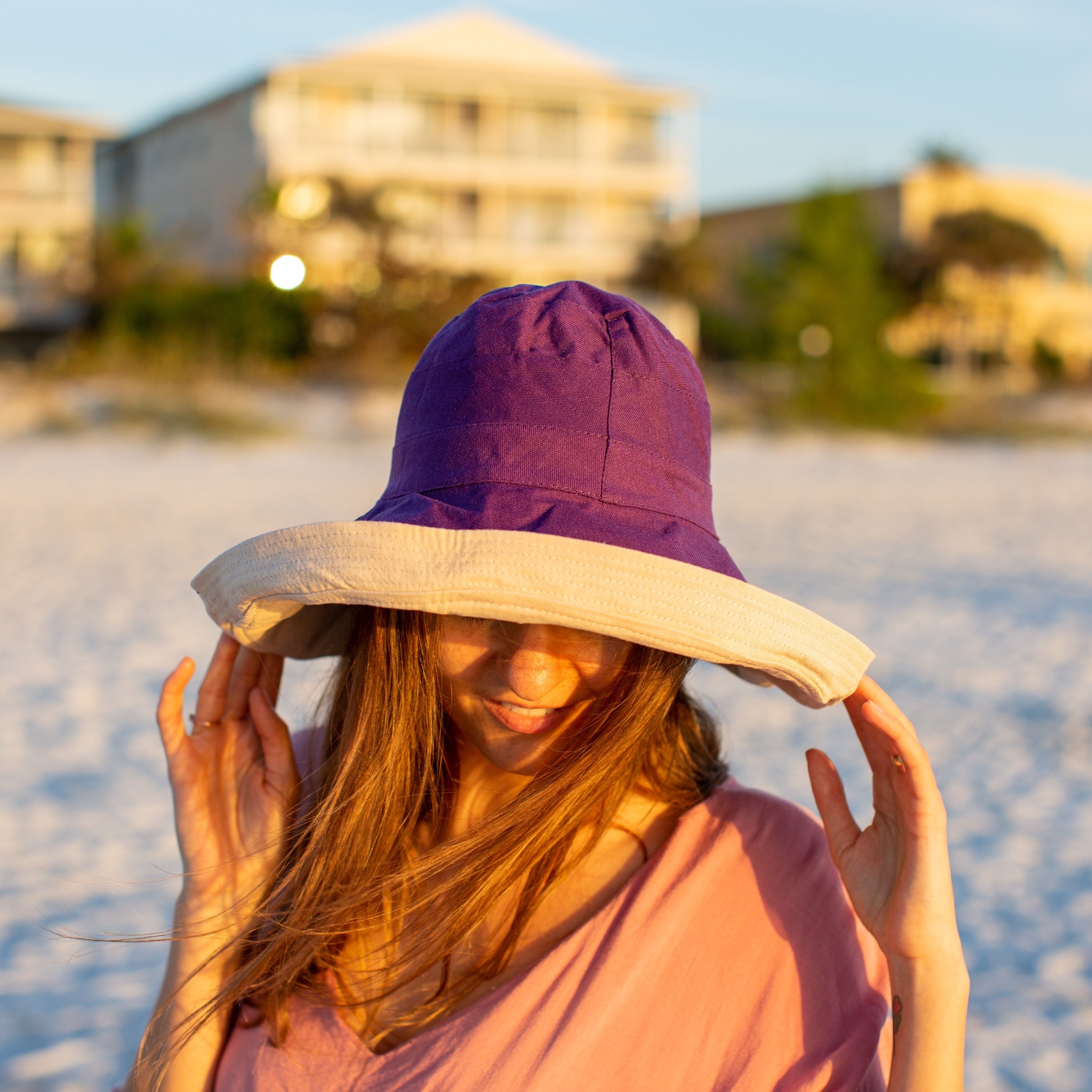Wide Brim Bucket Hat 5" Sun Hat Womens Floppy 100% Cotton Sun Hat With Chin Strap Sunhats Women Elegant Vacation Honeymoon Gift for Her - Image 6