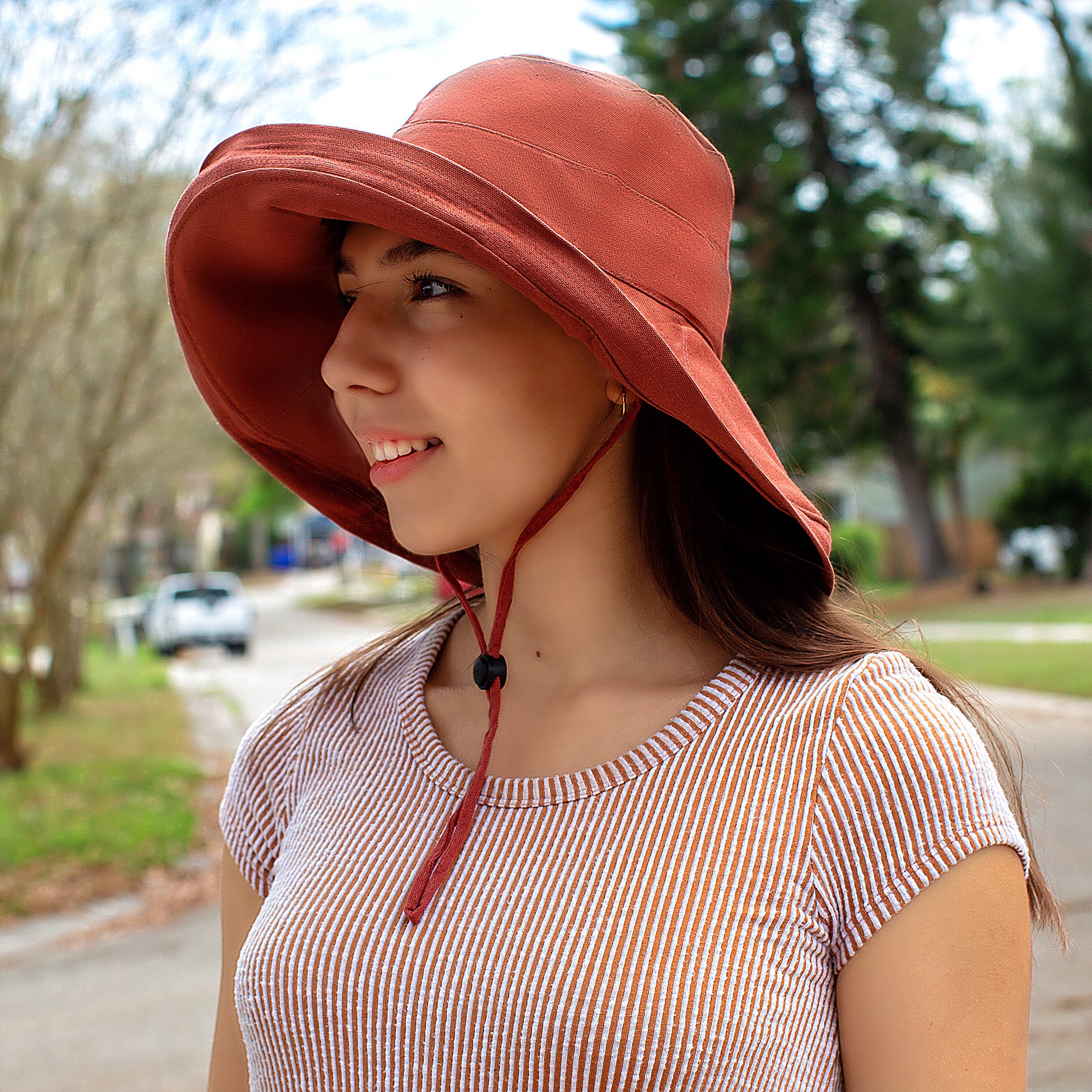Summer Hats Women, Sun Hat Wide Brim, Wide Brimmed Sunhat, Beach Hat, 100% Cotton Sun Hat, Resort Packable Vacation Hat, Gift for Her Purple - Image 6