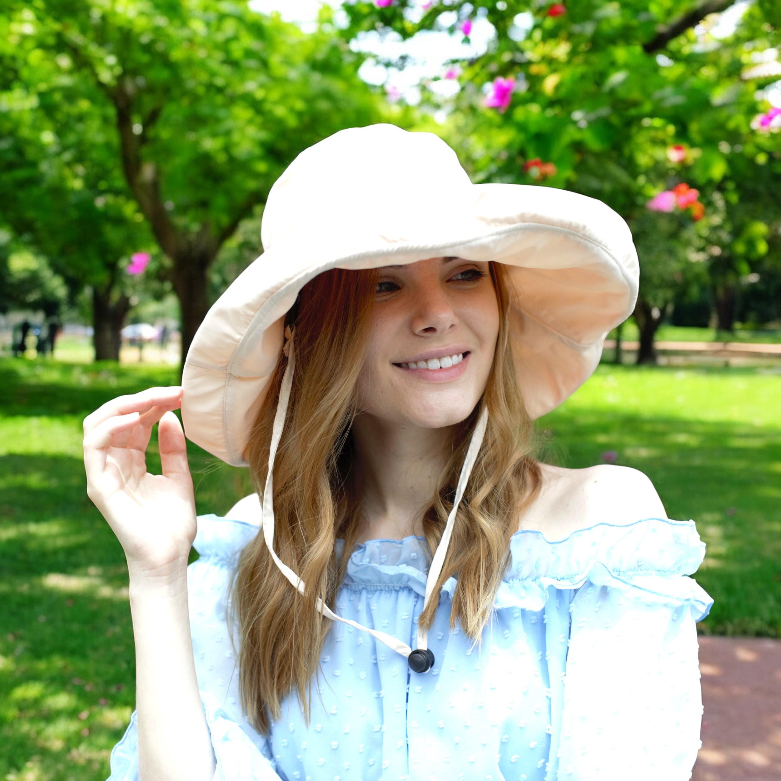 Extra Wide Brimmed Bucket Hats for Women Adjustable Size Summer Style to Fit All Heads Soft Brim Floppy All Season Packable Sun Hat Beige - Image 3