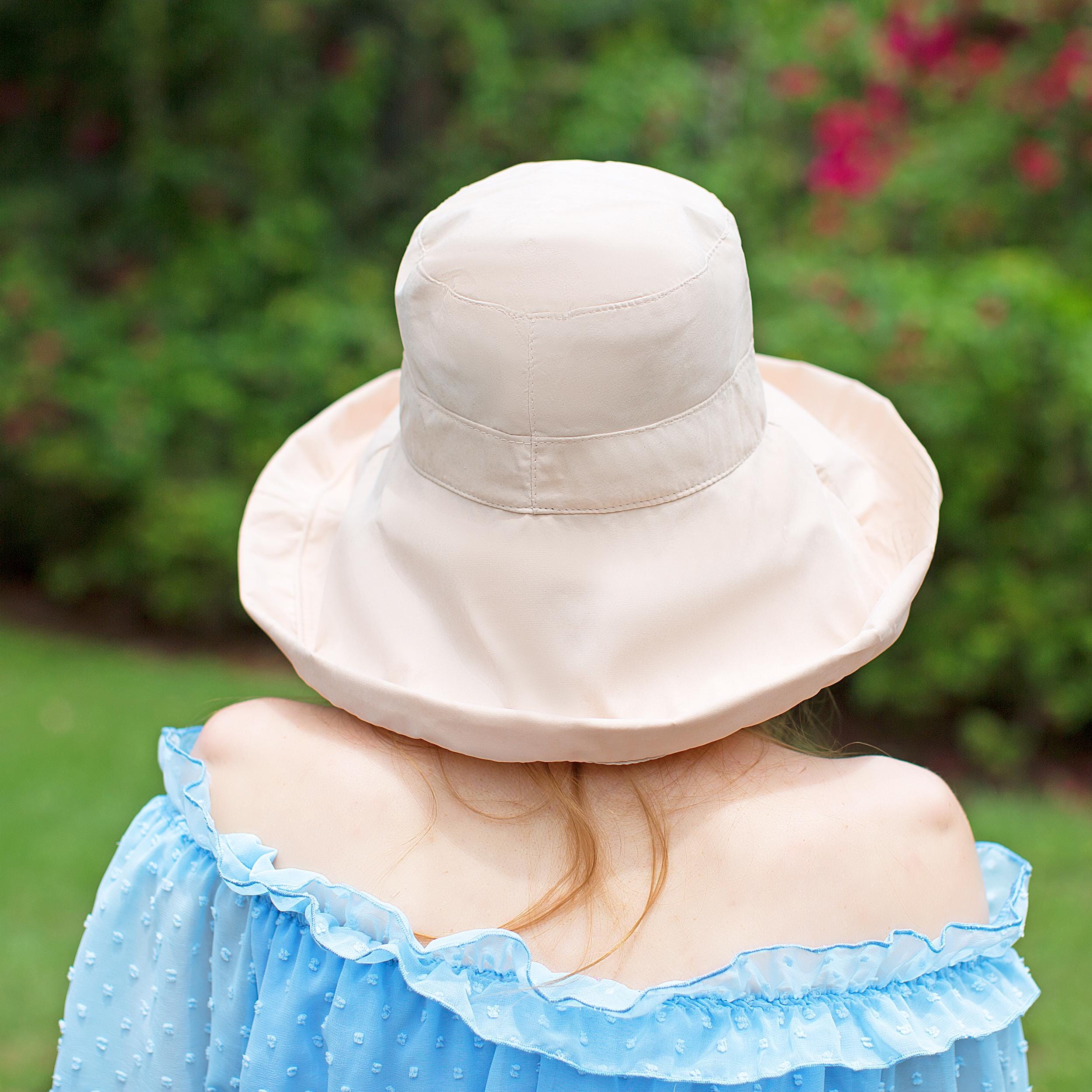 Extra Wide Brimmed Bucket Hats for Women Adjustable Size Summer Style to Fit All Heads Soft Brim Floppy All Season Packable Sun Hat Beige - Image 5