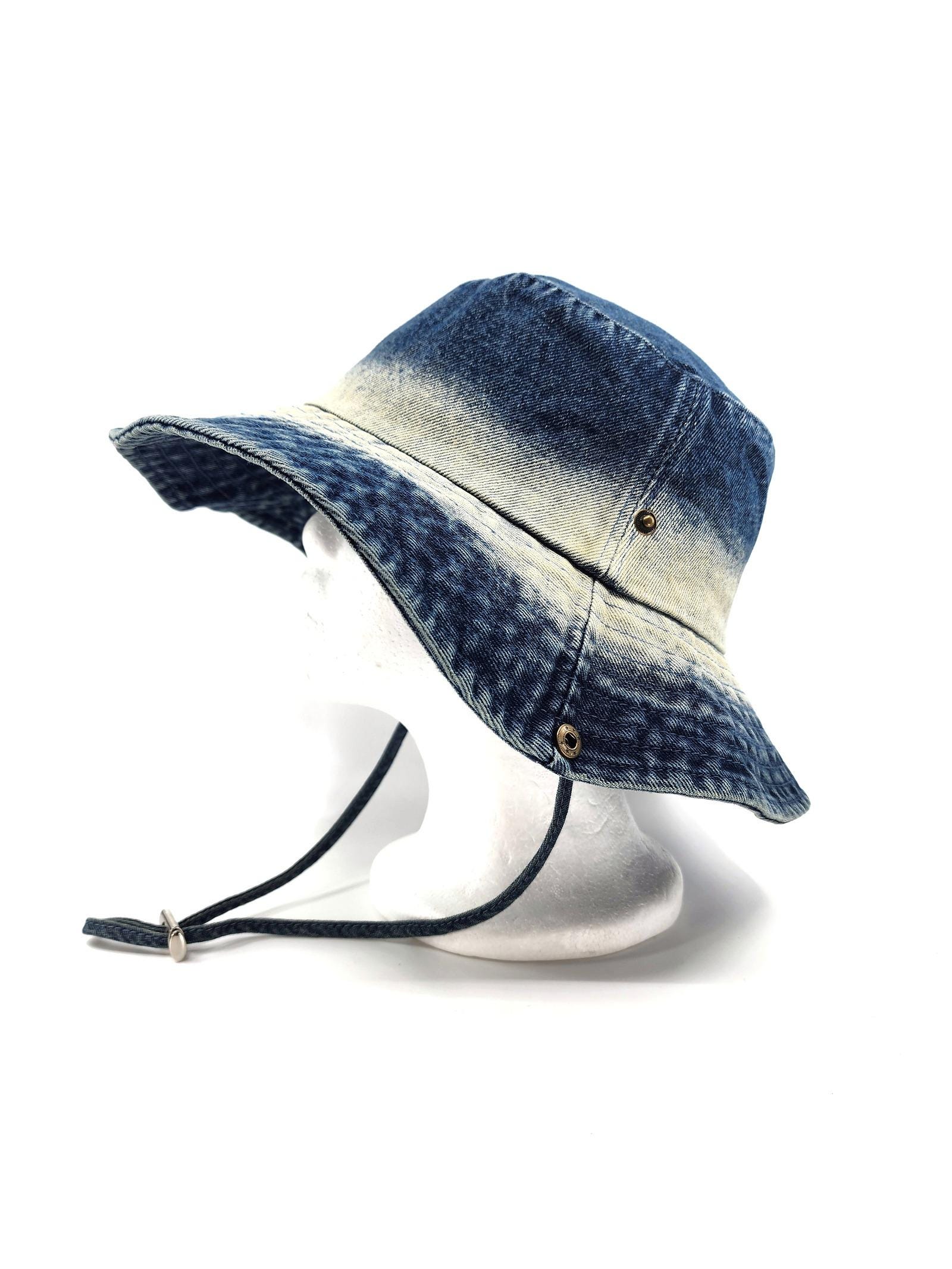 Women's Washed Cotton Denim Two Tone Bucket Hat - Image 7