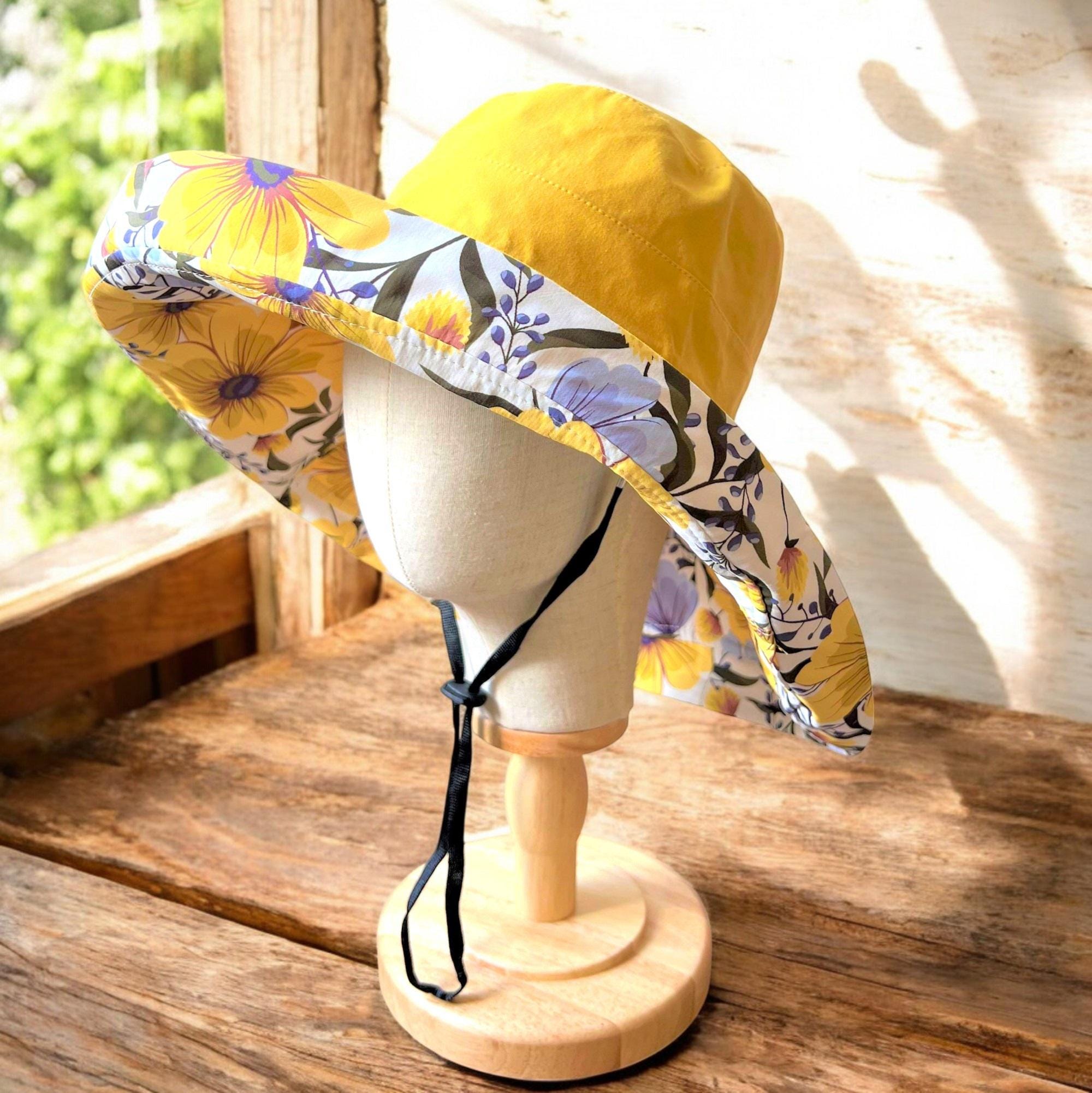 Reversible Daisy Wide Brim Sun Hat for Women - 100 % Cotton Summer Gardening Accessory & Unique Gift for Her - Image 2
