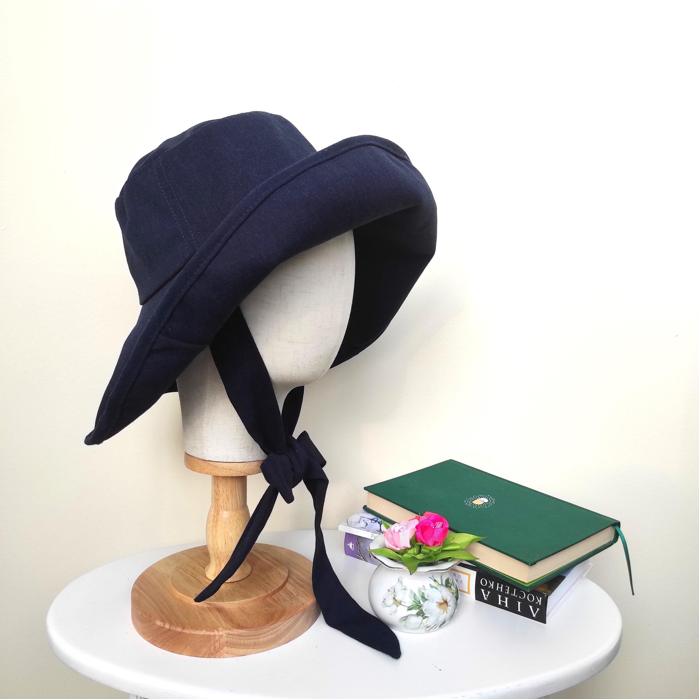 Linen Wide Brim Spring Summer Bonnet, Wide Brim Bucket Hat, Beach Hat, Floppy Fisherman Foldable Sun Hat, Safari Outdoor, Gift for Her - Image 2