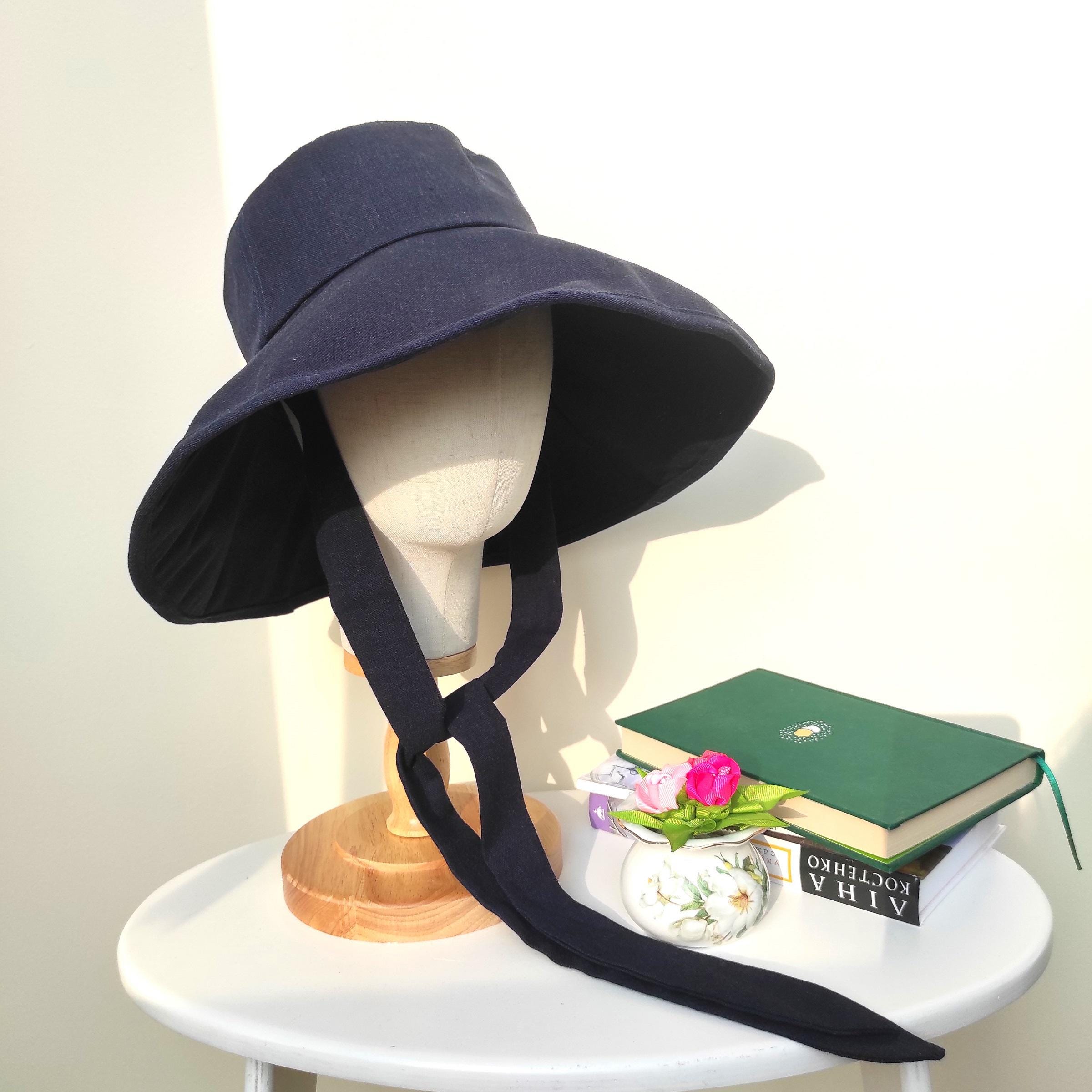 Linen Wide Brim Spring Summer Bonnet, Wide Brim Bucket Hat, Beach Hat, Floppy Fisherman Foldable Sun Hat, Safari Outdoor, Gift for Her - Image 3