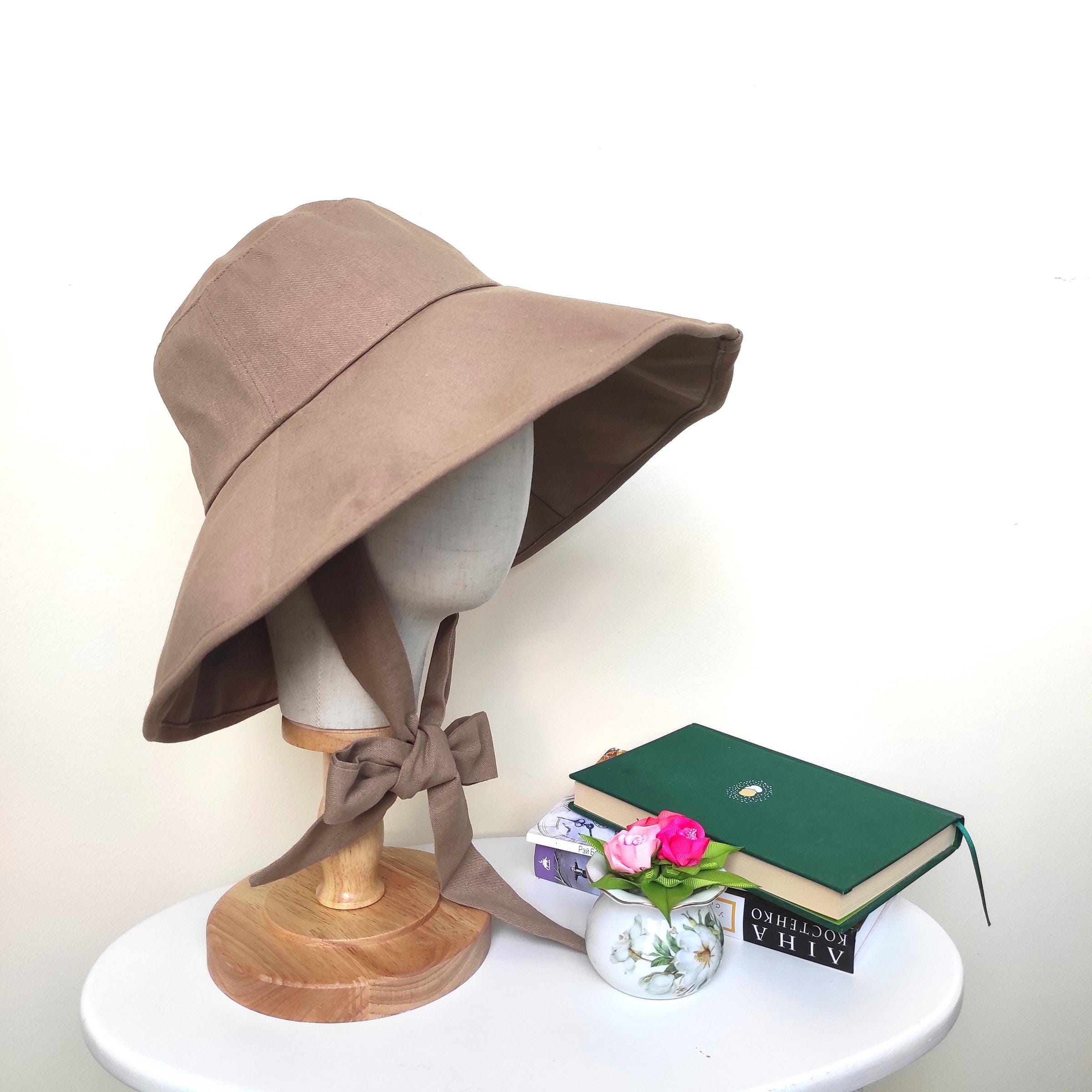 Linen Wide Brim Spring Summer Bonnet, Wide Brim Bucket Hat, Beach Hat, Floppy Fisherman Foldable Sun Hat, Safari Outdoor, Gift for Her - Image 6