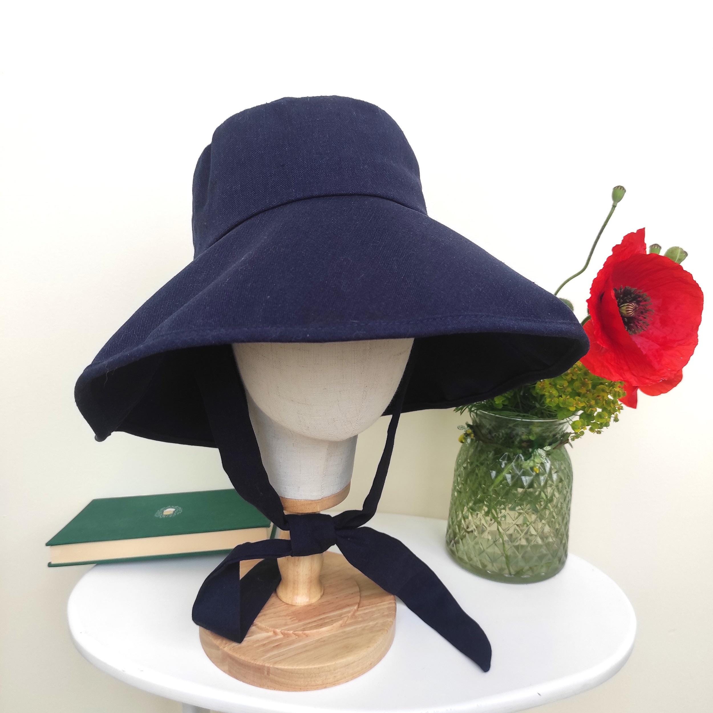 Khaki Linen Cotton Summer Bucket Hat, Linen Wide Brim Sun Bonnet, Floppy Vacation Honeymoon Foldable Sun Hat, Gift for Her Hat - Image 5