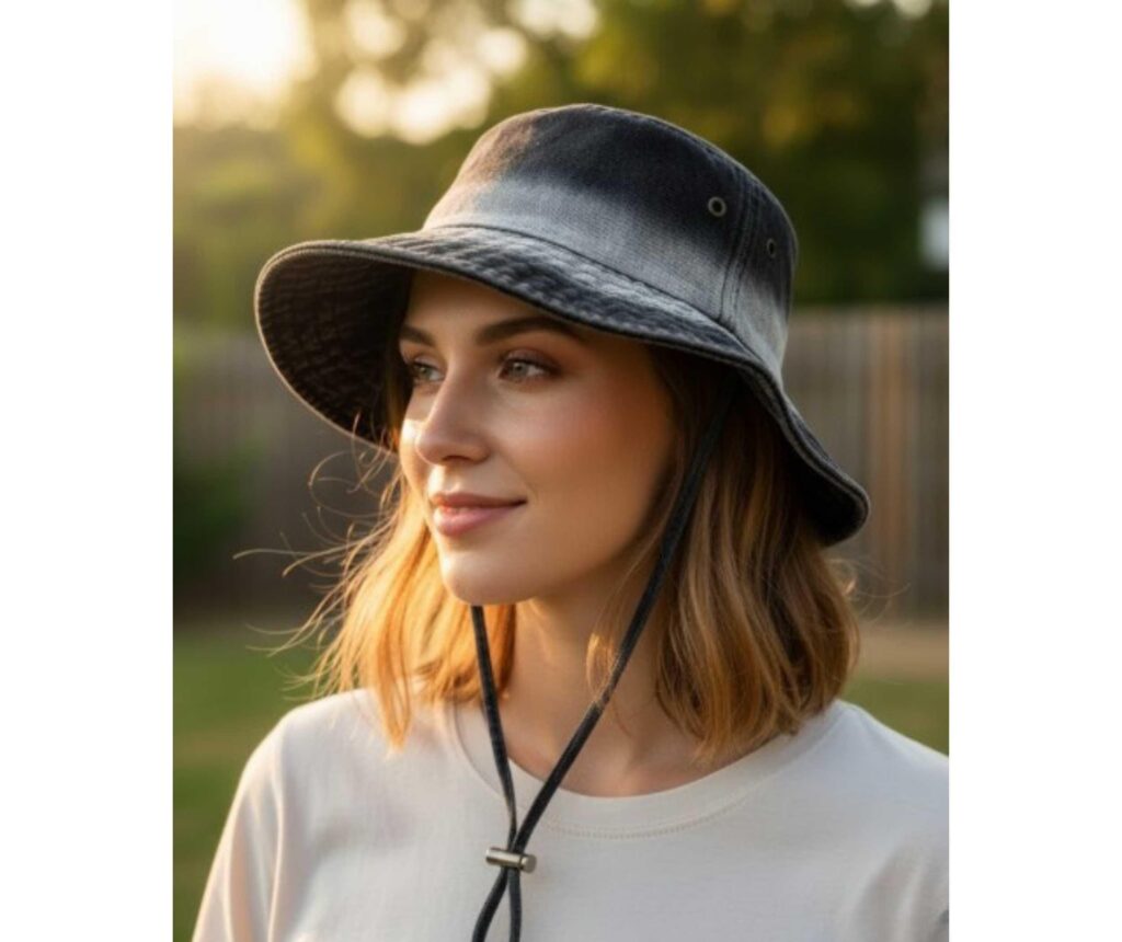 Women's Washed Cotton Denim Two Tone Bucket Hat