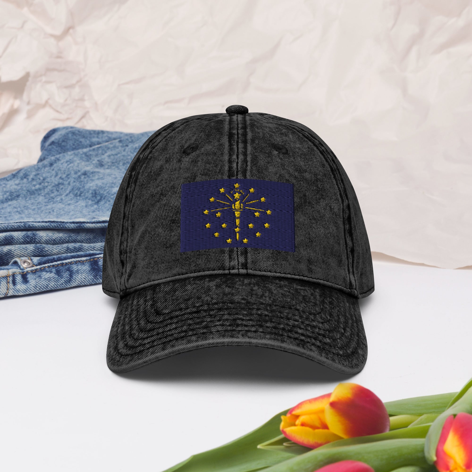 Indiana Flag Vintage Cotton Twill Cap