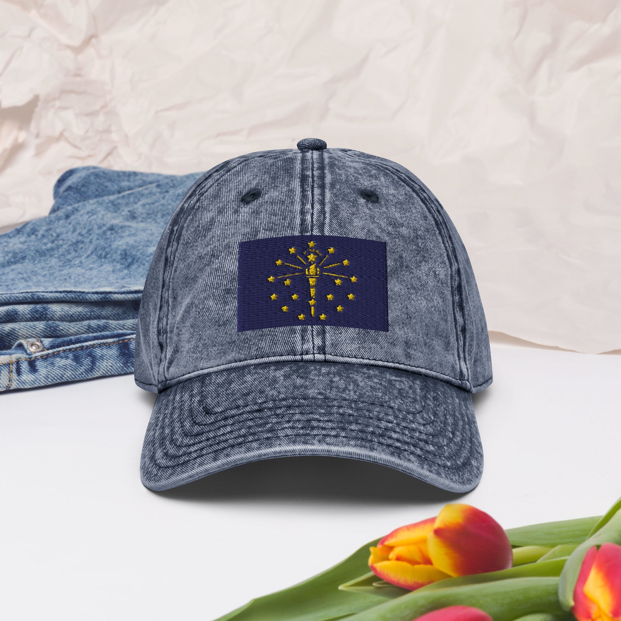 Indiana Flag Vintage Cotton Twill Cap