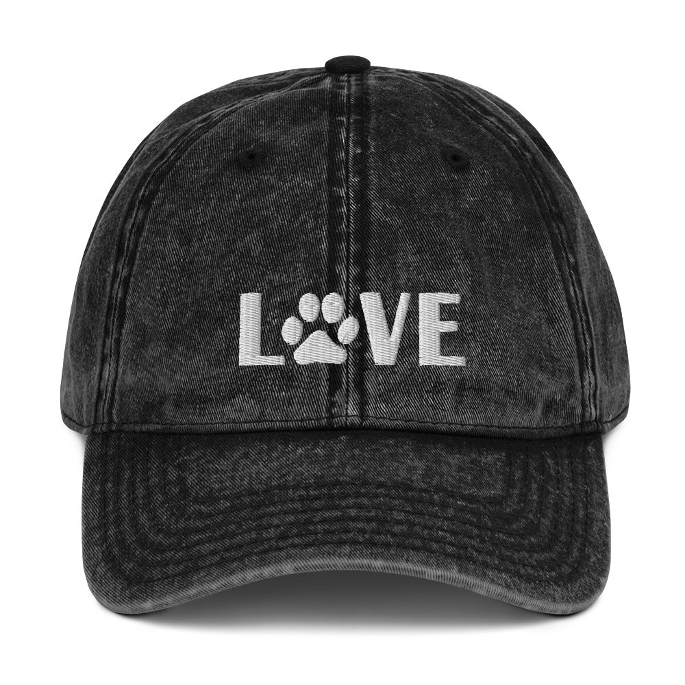 Love Cat Vintage Cotton Twill Cap | Perfect gift for the cat lover in your family!| Multiple Hat Colors Available